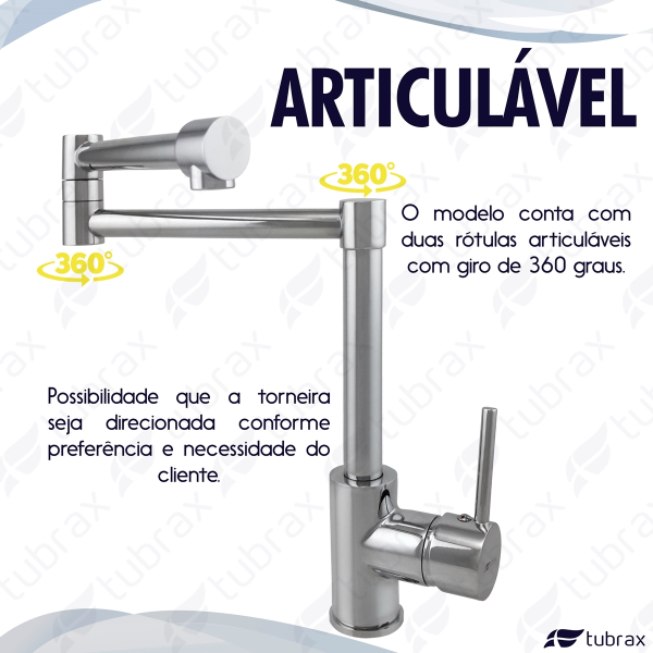 Torneira Cozinha Gourmet Misturador Monocomando Cromo Tubrax